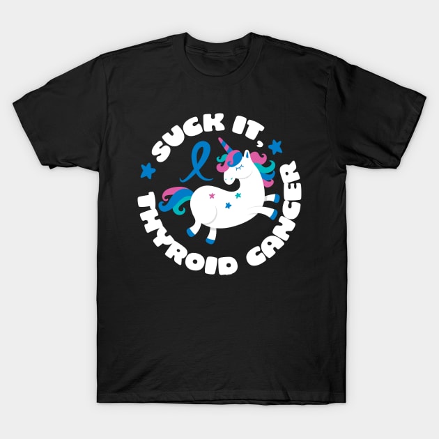 Suck It Thyroid Cancer Unicorn T-Shirt by jomadado